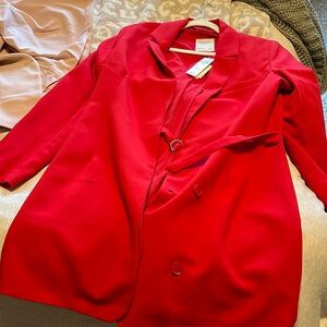 Red Abercrombie blazer dress with belt
